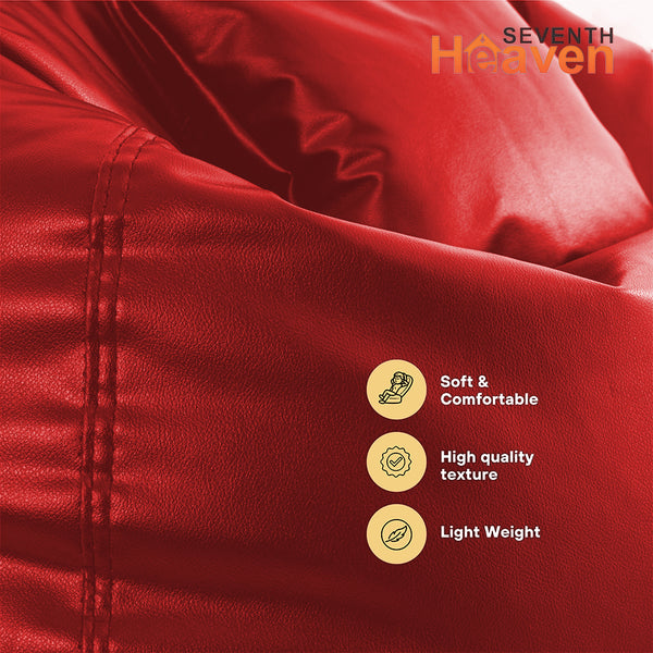 Seventh Heaven 3XL Bean Bag Cover with Footrest & Cushion ( Premium Leatherite - Red )