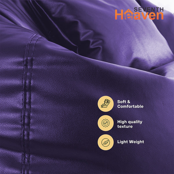 Seventh Heaven 3XL Bean Bag Cover with Footrest & Cushion ( Premium Leatherite - Purple )