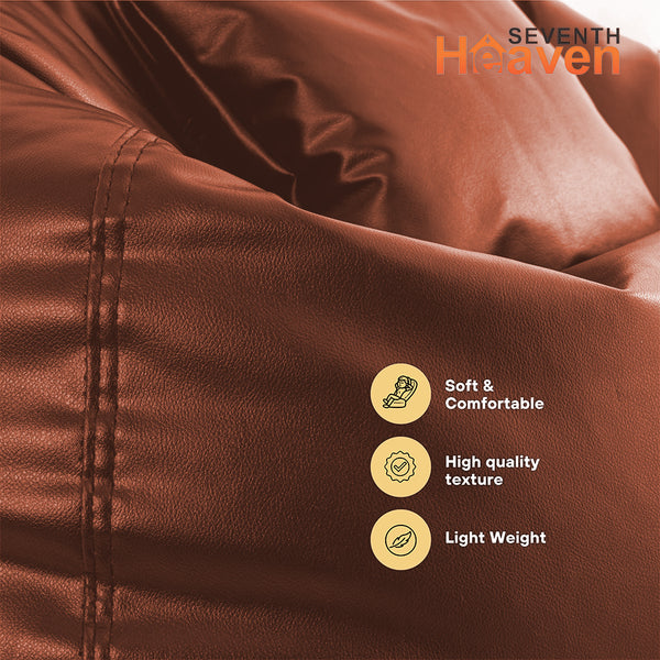 Seventh Heaven 3XL Bean Bag Cover with Footrest & Cushion ( Premium Leatherite - Tan )