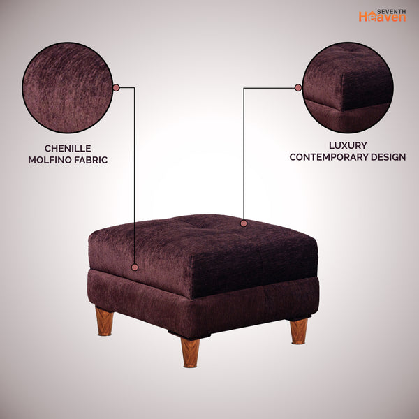 Milan 1 Seater Ottoman Stool - ( Chenille Molfino - Brown )