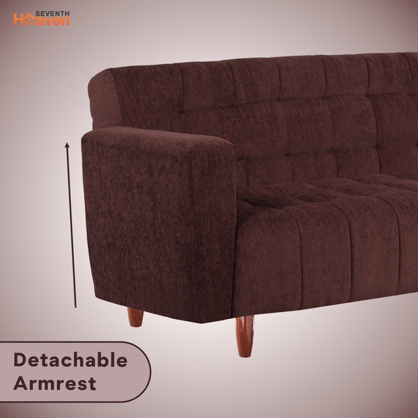 Lisbon Neo 3 Seater Wooden Sofa Cum Bed - ( Premium Molfino Fabric- Brown )