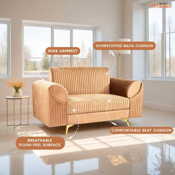 Venice 2 Seater Sofa - ( Plush Suede Fabric - Beige )