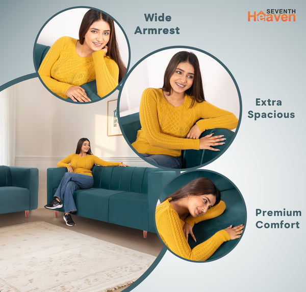 Sydney (3+2) Seater Sofa- ( Plush Suede Fabric- Teal )