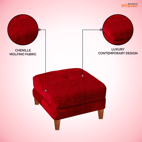 Milan 1 Seater Ottoman Stool - ( Chenille Molfino - Maroon )
