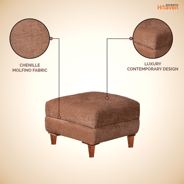 Milan 1 Seater Ottoman Stool - ( Chenille Molfino - Beige )