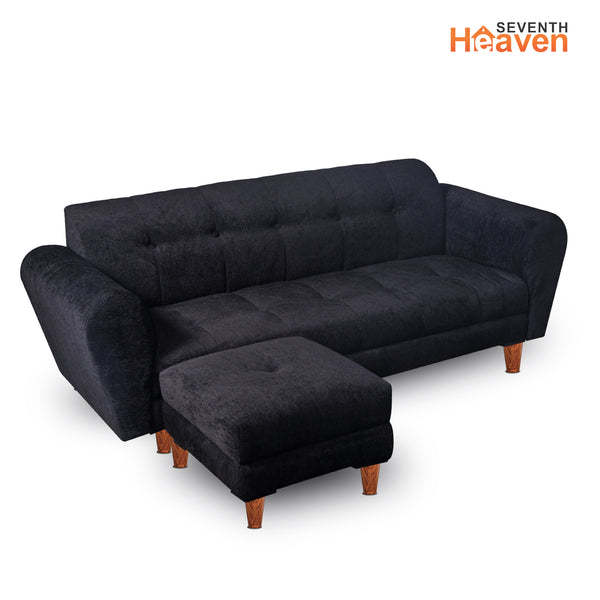 Milan 5 Seater with 2 Ottoman- ( Premium Molfino Fabric- Black )