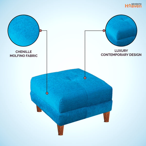 Milan 1 Seater Ottoman Stool - ( Chenille Molfino - Sky Blue )
