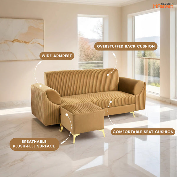 Venice 4 Seater Sofa  - ( Plush Suede Fabric - Beige )