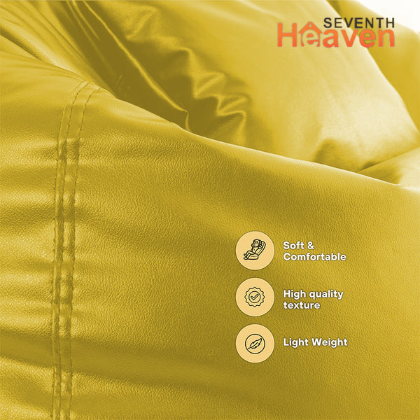 Seventh Heaven 3XL Bean Bag Cover with Footrest & Cushion ( Premium Leatherite - Yellow )