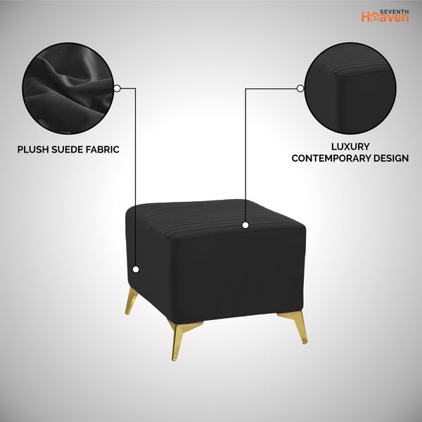 Venice 1 Seater Ottoman Stool - ( Plush Sued - Black )