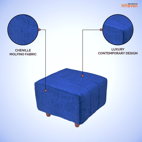 Tokyo 1 Seater Ottoman Stool - ( Chenille Molfino - Blue )
