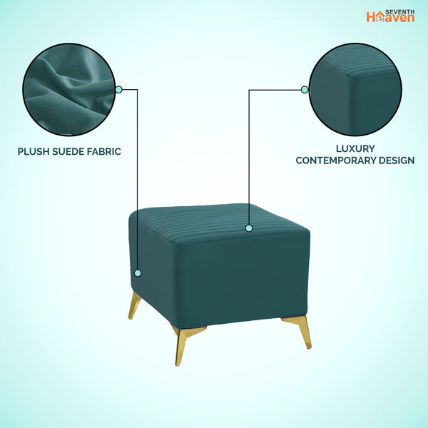 Venice 1 Seater Ottoman Stool - ( Plush Sued - Teal )