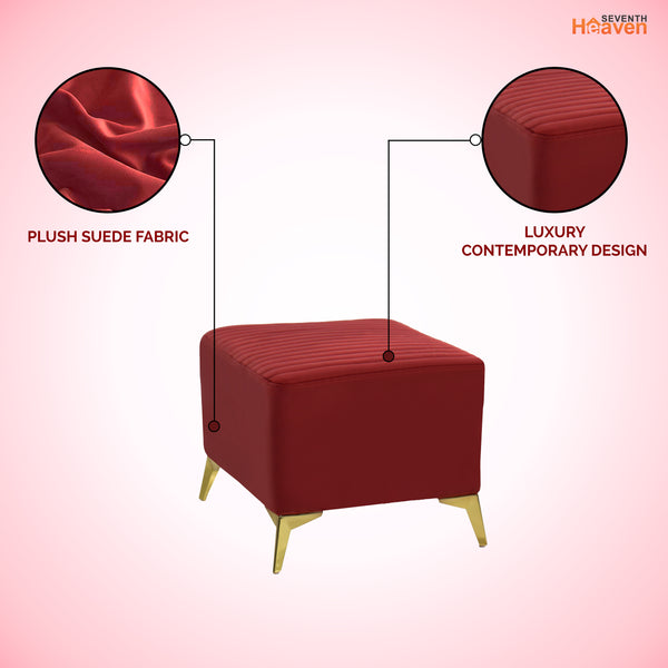 Venice 1 Seater Ottoman Stool - ( Plush Sued - Maroon )