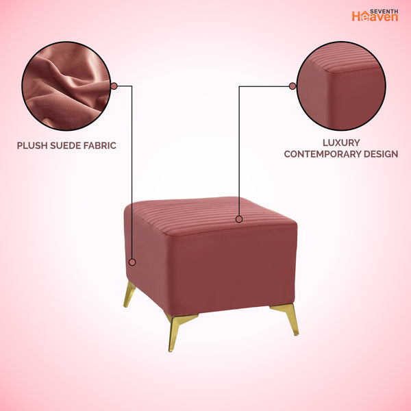 Venice 1 Seater Ottoman Stool - ( Plush Sued - Peach )