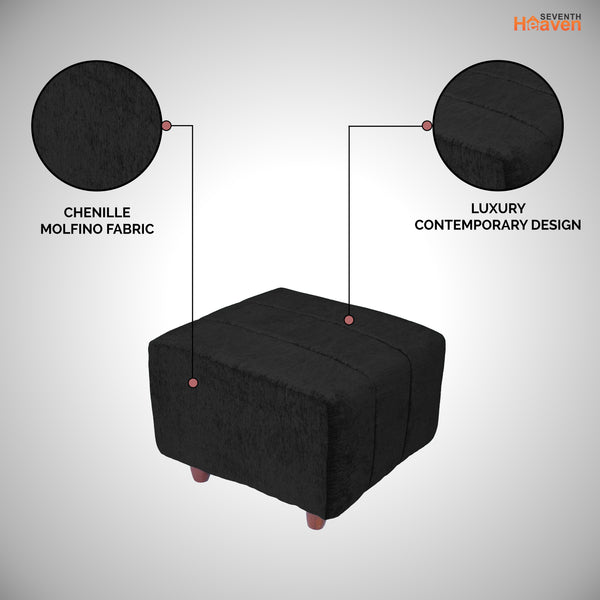 Tokyo 1 Seater Ottoman Stool - ( Chenille Molfino - Black)