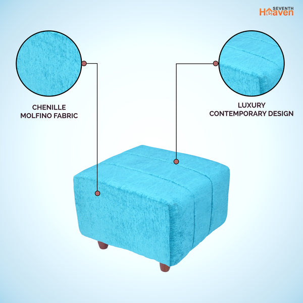 Tokyo 1 Seater Ottoman Stool - ( Chenille Molfino - Sky Blue )