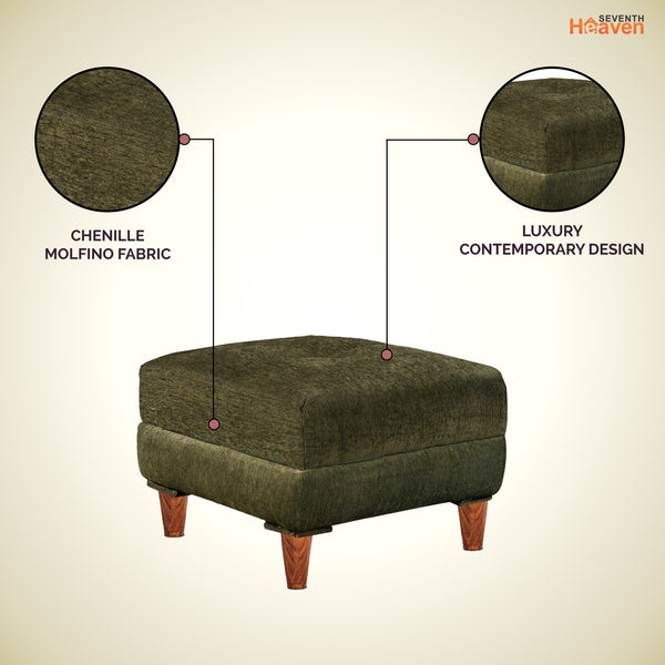 Milan 1 Seater Ottoman Stool - ( Chenille Molfino - Green)