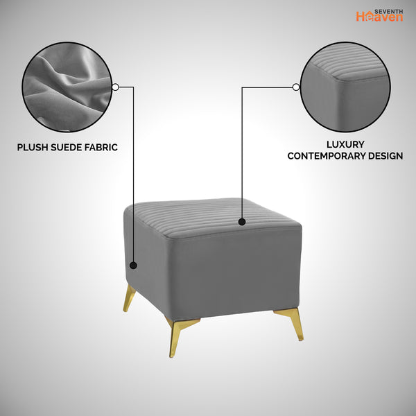 Venice 1 Seater Ottoman Stool - ( Plush Sued - Grey)