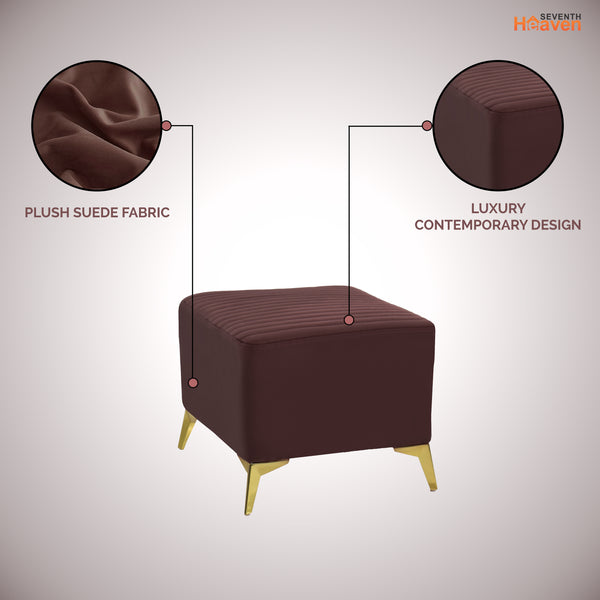 Venice 1 Seater Ottoman Stool - ( Plush Sued - Brown )