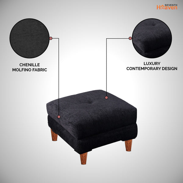 Milan 1 Seater Ottoman Stool - ( Chenille Molfino - Black )