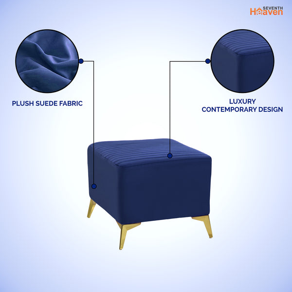 Venice 1 Seater Ottoman Stool - ( Plush Sued - Blue )