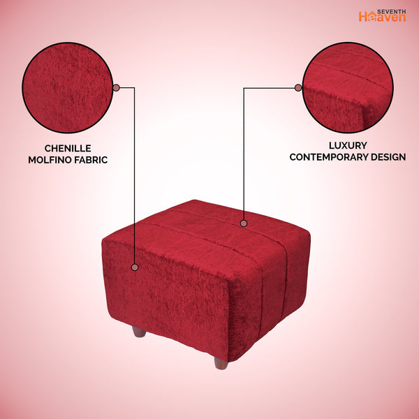 Tokyo 1 Seater Ottoman Stool - ( Chenille Molfino - Maroon )