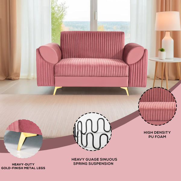 Venice 2 Seater Sofa - ( Plush Suede Fabric - Peach )