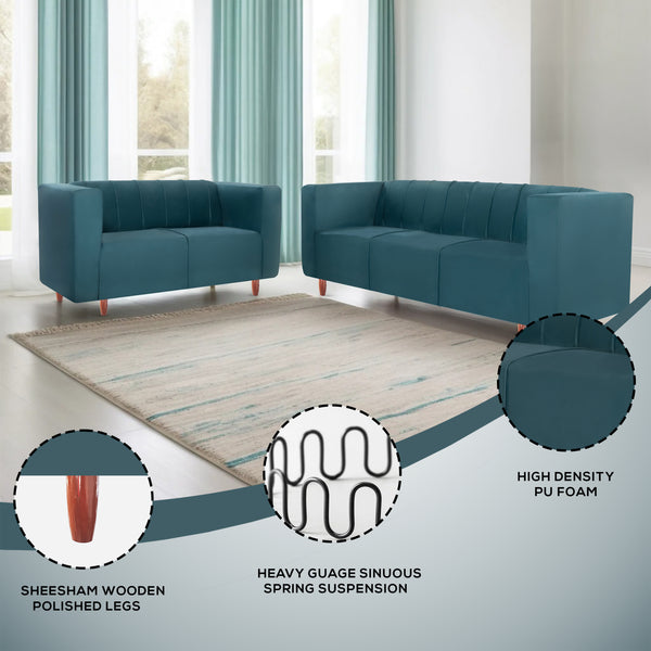 Sydney (3+2) Seater Sofa- ( Plush Suede Fabric- Teal )