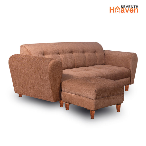 Milan 5 Seater with 2 Ottoman- ( Premium Molfino Fabric- Beige )