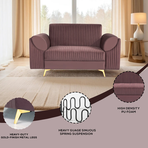 Venice 2 Seater Sofa - ( Plush Suede Fabric - Brown )