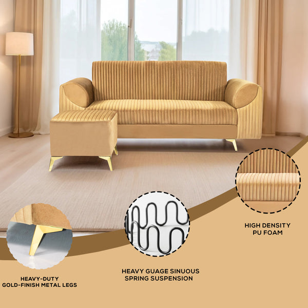 Venice 4 Seater Sofa  - ( Plush Suede Fabric - Beige )