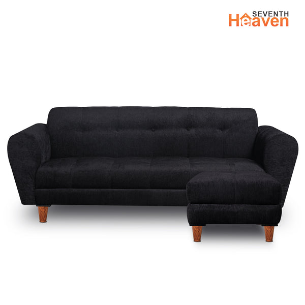 Milan 5 Seater with 2 Ottoman- ( Premium Molfino Fabric- Black )