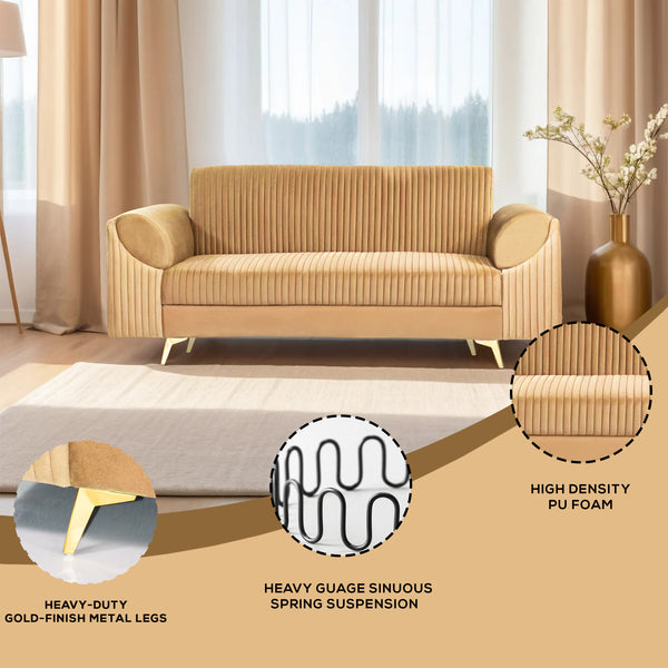 Venice 3 Seater Sofa  - ( Plush Suede Fabric - Beige )