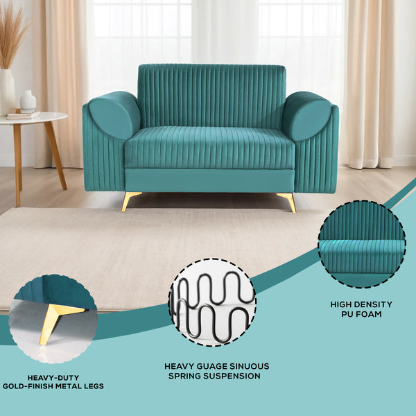 Venice 2 Seater Sofa - ( Plush Suede Fabric - Teal )
