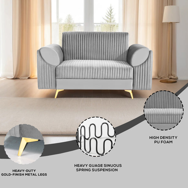 Venice 2 Seater Sofa - ( Plush Suede Fabric - Grey )