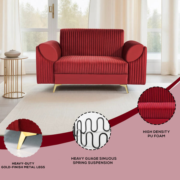 Venice 2 Seater Sofa - ( Plush Suede Fabric - Maroon )