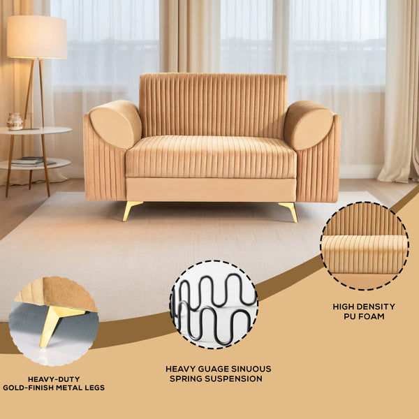 Venice 2 Seater Sofa - ( Plush Suede Fabric - Beige )