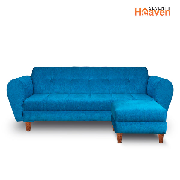 Milan 5 Seater with 2 Ottoman- ( Premium Molfino Fabric- Sky Blue )