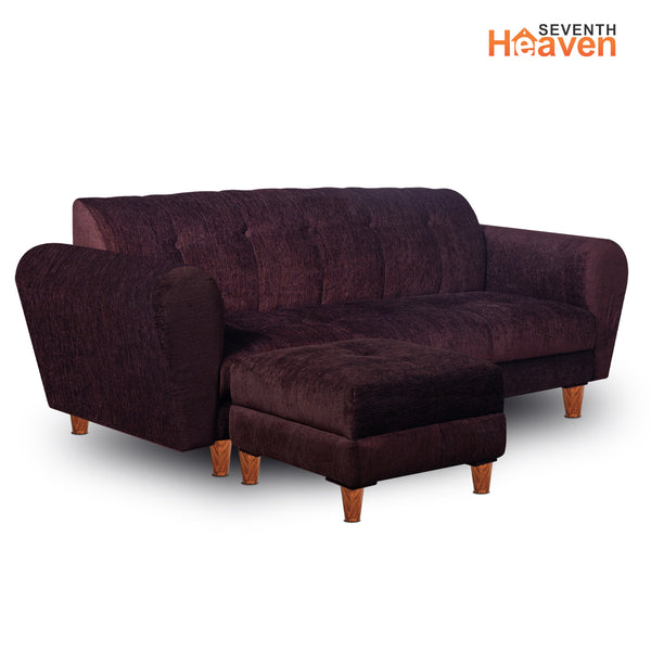 Milan 5 Seater with 2 Ottoman- ( Premium Molfino Fabric- Brown )