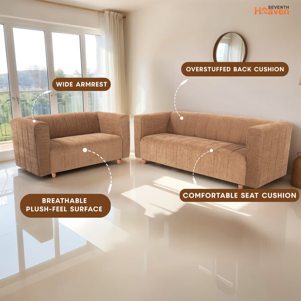 Tokyo 5 Seater Sofa- (3+2) ( Premium Molfino Fabric - Beige)