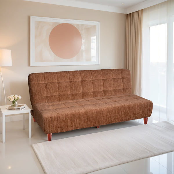 Florida 4 Seater Wooden Sofa Cum Bed - ( Premium Molfino Fabric- Beige)