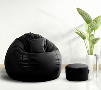 seventh heaven 3xl bean bag cover with footrest cushion premium leatherite black copy