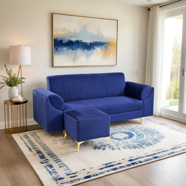 Venice 4 Seater Sofa with 1 Ottoman- ( Plush Suede Fabric- Brown )