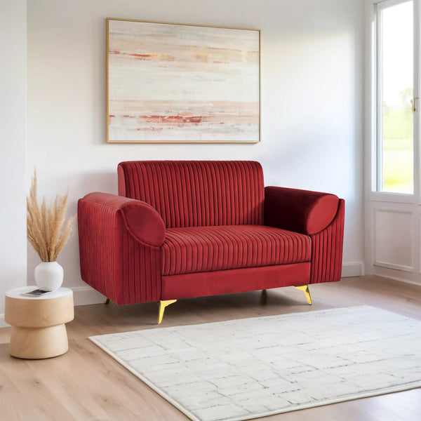 Venice 2 Seater Sofa - ( Plush Suede Fabric - Maroon )