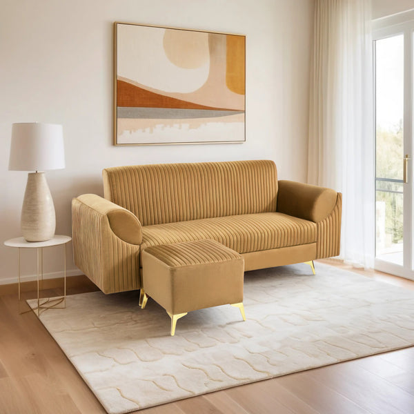 Venice 4 Seater Sofa  - ( Plush Suede Fabric - Beige )