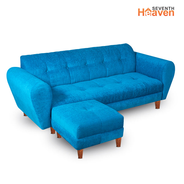 Milan 5 Seater with 2 Ottoman- ( Premium Molfino Fabric- Sky Blue )