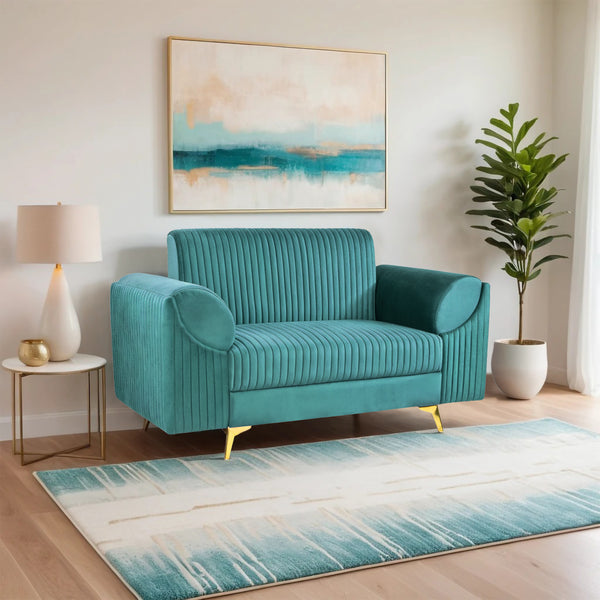 Venice 2 Seater Sofa - ( Plush Suede Fabric - Teal )