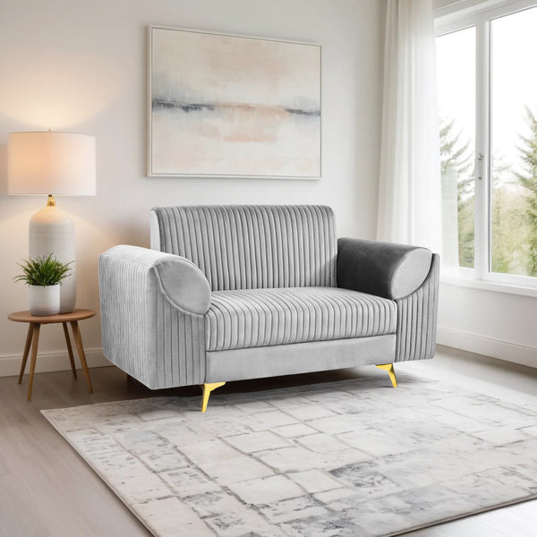 Venice 2 Seater Sofa - ( Plush Suede Fabric - Grey )