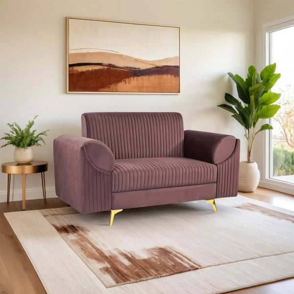 Venice 2 Seater Sofa - ( Plush Suede Fabric - Brown )