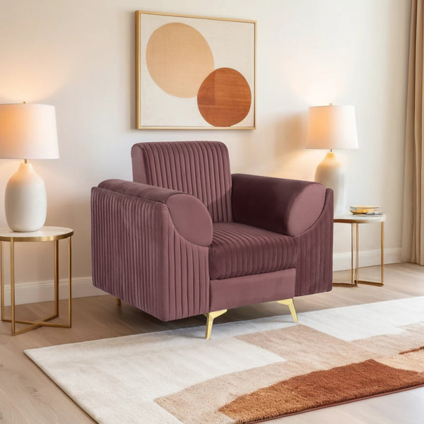 Venice 1 Seater Sofa - ( Plush Suede Fabric - Brown )